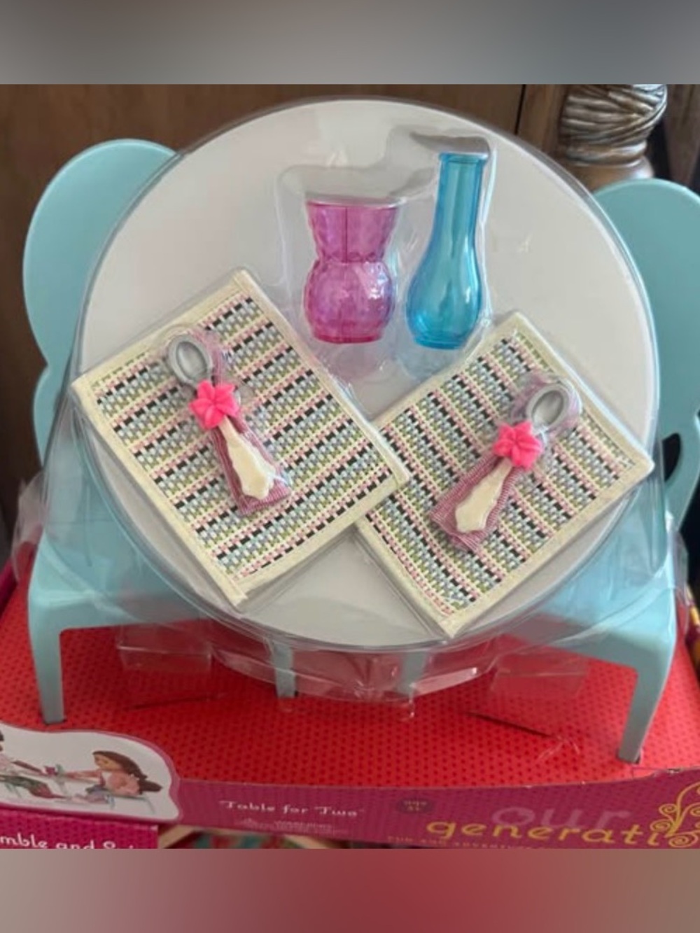 Our Generation Table for Two set new, doll accessories line dining table